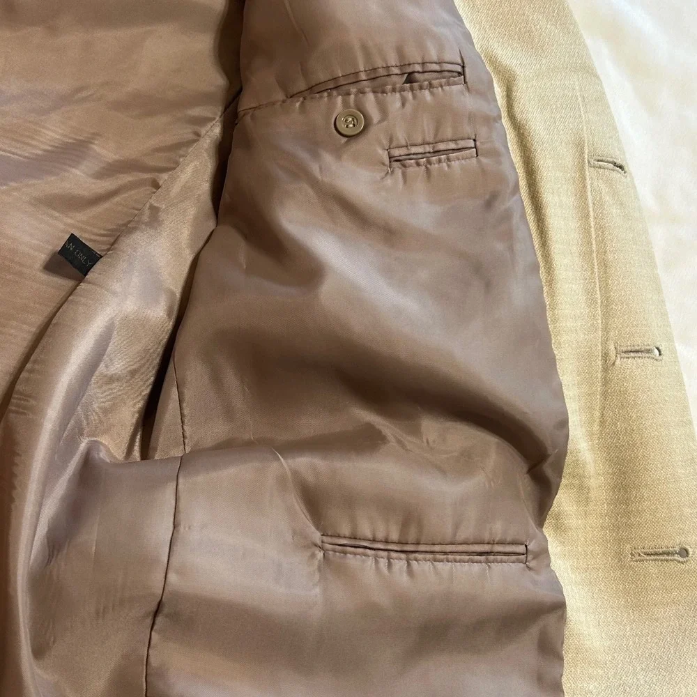 Franco Uomo Mens Tan Three Button Blazer Sport Coat Jacket 45R